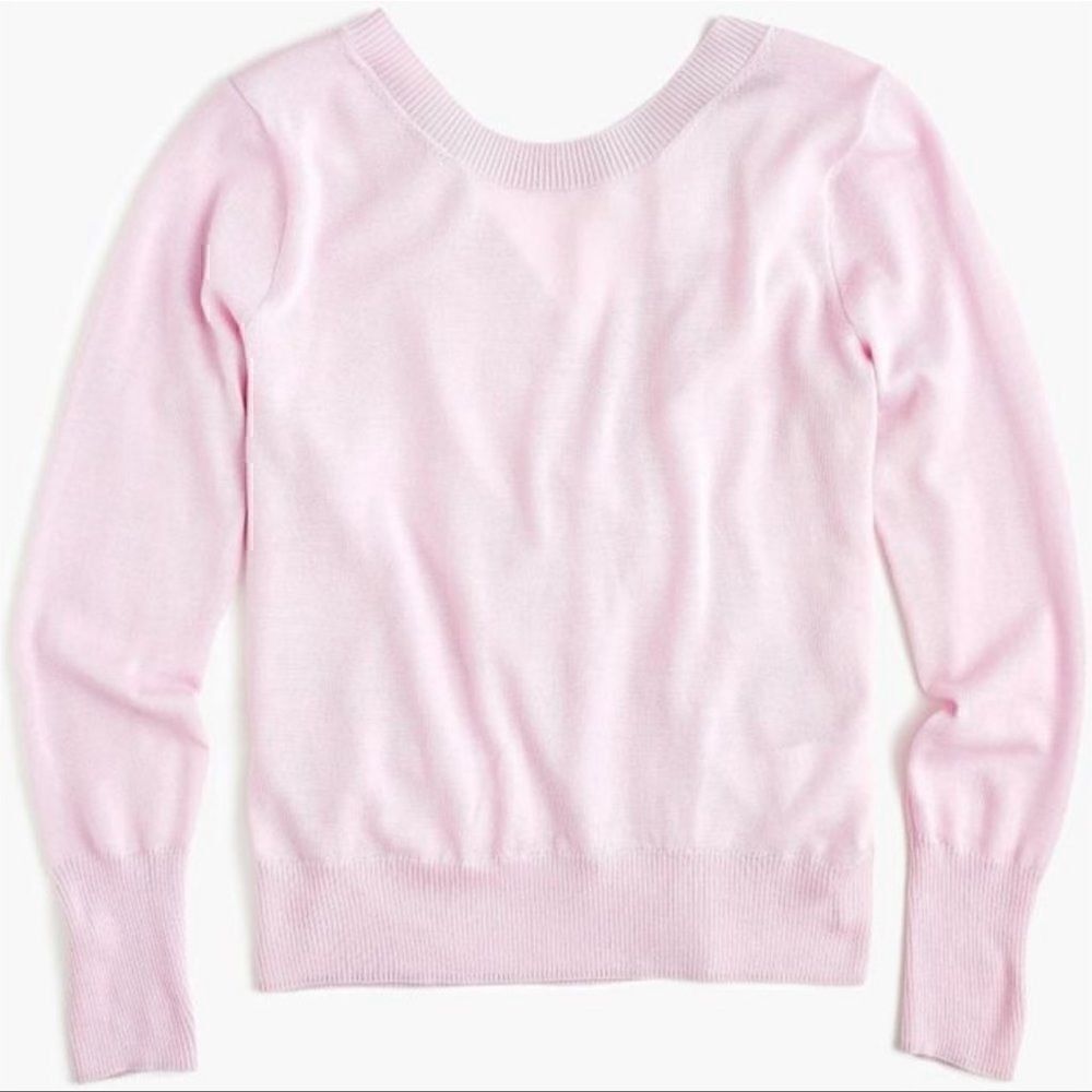 J crew merino wool tie wrap back sweater pink